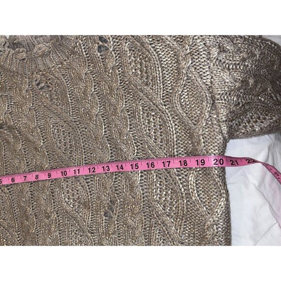 Zara Bronze Cable Knit Long Sleeve Pullover Cardigan Women's Sweater Size S - Picture 6 of 10